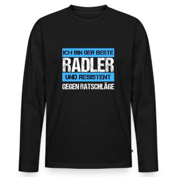 Resistenter Radler - Männer Premium Bio Langarmshirt - Schwarz - Vorne - Nico (187cm)