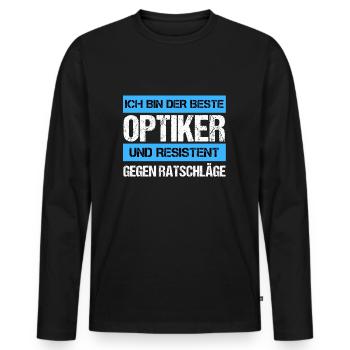 Opticien résistant - T-shirt manches longues Premium bio Homme - noir - Devant - Nico (187cm)