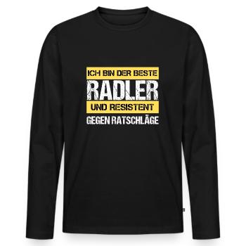 Resistenter Radler - Männer Premium Bio Langarmshirt - Schwarz - Vorne - Nico (187cm)