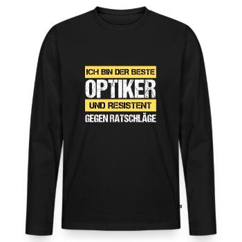 Opticien résistant - T-shirt manches longues Premium bio Homme - noir - Devant - Nico (187cm)