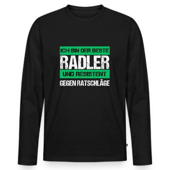 Resistenter Radler - Männer Premium Bio Langarmshirt - Schwarz - Vorne - Nico (187cm)