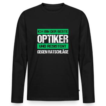 Opticien résistant - T-shirt manches longues Premium bio Homme - noir - Devant - Nico (187cm)