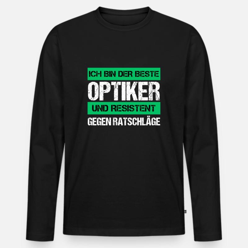 Resistenter Optiker - Männer Premium Bio Langarmshirt - Schwarz