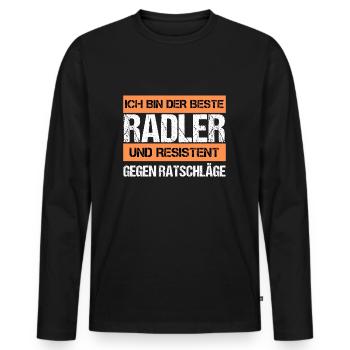 Resistenter Radler - Männer Premium Bio Langarmshirt - Schwarz - Vorne - Nico (187cm)
