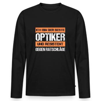 Opticien résistant - T-shirt manches longues Premium bio Homme - noir - Devant - Nico (187cm)
