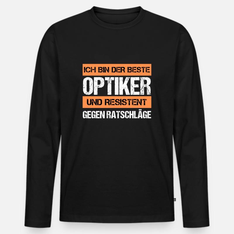 Resistenter Optiker - Männer Premium Bio Langarmshirt - Schwarz