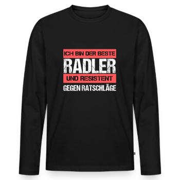 Resistenter Radler - Männer Premium Bio Langarmshirt - Schwarz - Vorne - Nico (187cm)