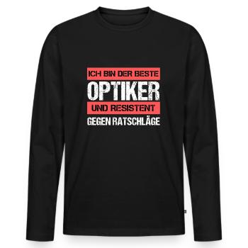 Opticien résistant - T-shirt manches longues Premium bio Homme - noir - Devant - Nico (187cm)