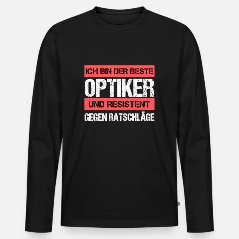 Resistenter Optiker - Männer Premium Bio Langarmshirt - Schwarz