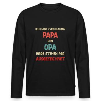 Papa - Opa - Vatertag für einen Papa und Opa - Männer Premium Bio Langarmshirt - Schwarz - Vorne - Nico (187cm)