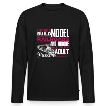 Model Railroad Build Model Railroads - Men's Premium Organic Long Sleeve Shirt - black - Front - Nico (187cm)