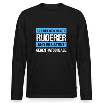 Rameur résistant - T-shirt manches longues Premium bio Homme - noir - Devant - Nico (187cm)