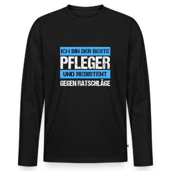 Resistenter Pfleger - Männer Premium Bio Langarmshirt - Schwarz - Vorne - Nico (187cm)