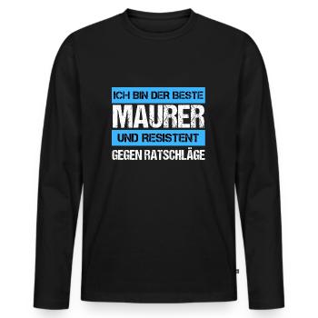 Maçon résistant - T-shirt manches longues Premium bio Homme - noir - Devant - Nico (187cm)