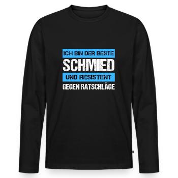Forgeron résistant - T-shirt manches longues Premium bio Homme - noir - Devant - Nico (187cm)