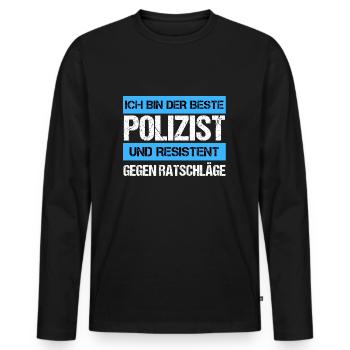 Policier résistant - T-shirt manches longues Premium bio Homme - noir - Devant - Nico (187cm)