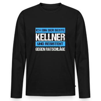 Resistenter Kellner - Männer Premium Bio Langarmshirt - Schwarz - Vorne - Nico (187cm)