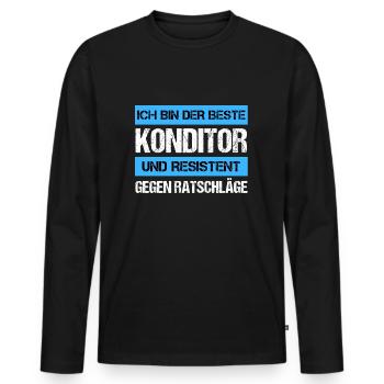 Confiseur résistant - T-shirt manches longues Premium bio Homme - noir - Devant - Nico (187cm)