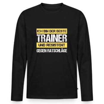 Resistant Trainer - Men's Premium Organic Long Sleeve Shirt - black - Front - Nico (187cm)