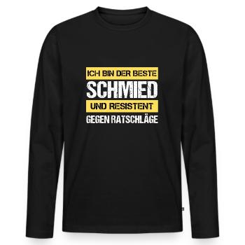 Forgeron résistant - T-shirt manches longues Premium bio Homme - noir - Devant - Nico (187cm)