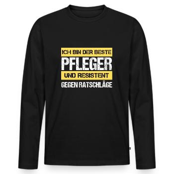 Resistenter Pfleger - Männer Premium Bio Langarmshirt - Schwarz - Vorne - Nico (187cm)