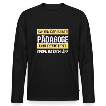 Éducateur résistant - T-shirt manches longues Premium bio Homme - noir - Devant - Nico (187cm)