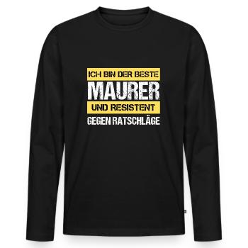 Maçon résistant - T-shirt manches longues Premium bio Homme - noir - Devant - Nico (187cm)