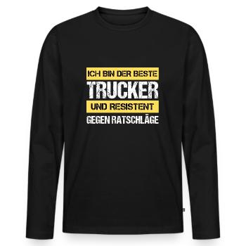 Camionneur résistant - T-shirt manches longues Premium bio Homme - noir - Devant - Nico (187cm)