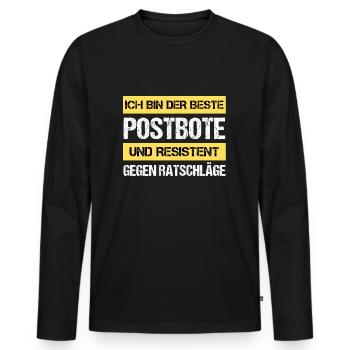 Resistenter Postbote - Männer Premium Bio Langarmshirt - Schwarz - Vorne - Nico (187cm)