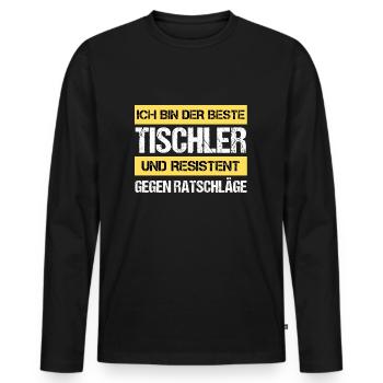 Charpentier résistant - T-shirt manches longues Premium bio Homme - noir - Devant - Nico (187cm)