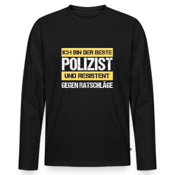 Policier résistant - T-shirt manches longues Premium bio Homme - noir - Devant - Nico (187cm)
