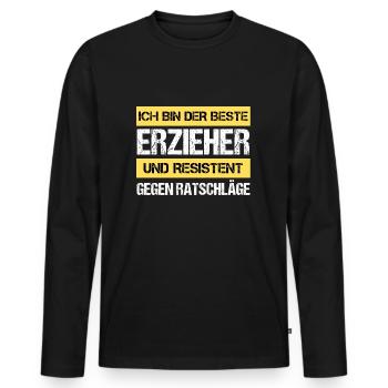 Resistenter Erzieher - Männer Premium Bio Langarmshirt - Schwarz - Vorne - Nico (187cm)