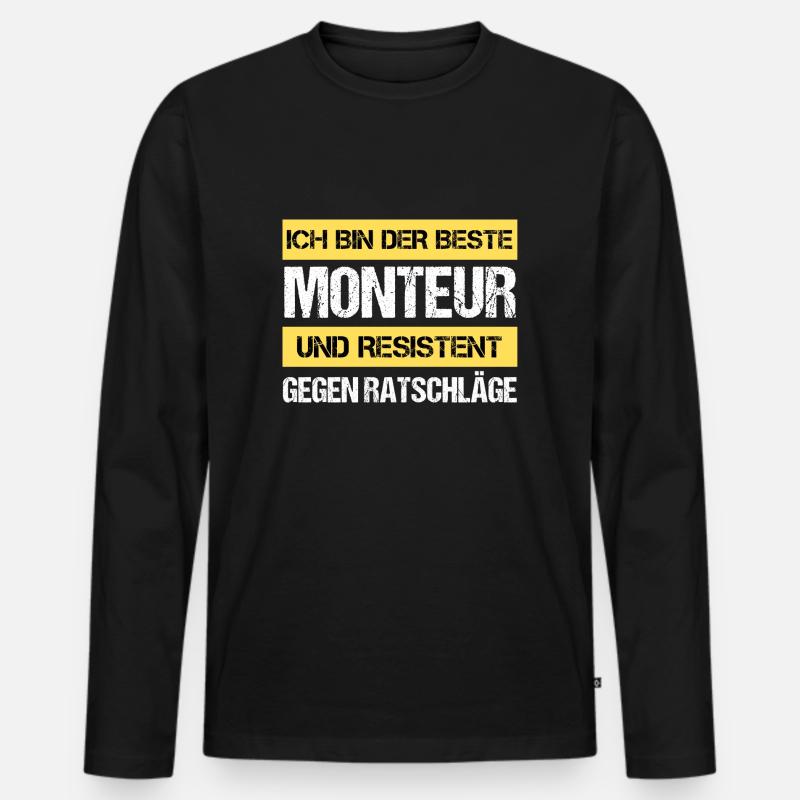 Resistenter Monteur - Männer Premium Bio Langarmshirt - Schwarz