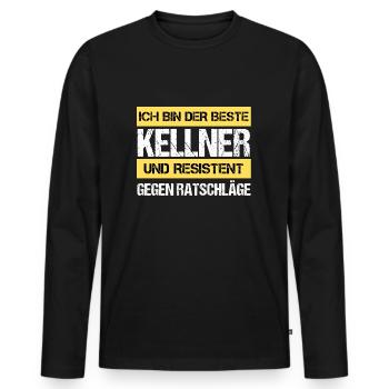 Resistant Waiter - Men's Premium Organic Long Sleeve Shirt - black - Front - Nico (187cm)
