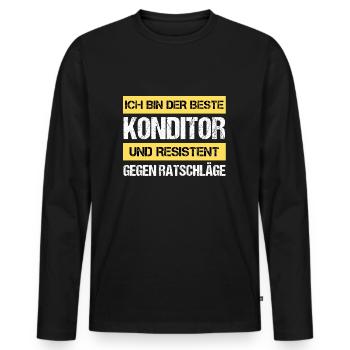 Confiseur résistant - T-shirt manches longues Premium bio Homme - noir - Devant - Nico (187cm)