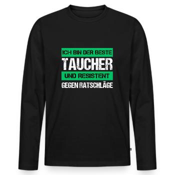 Plongeur résistant - T-shirt manches longues Premium bio Homme - noir - Devant - Nico (187cm)