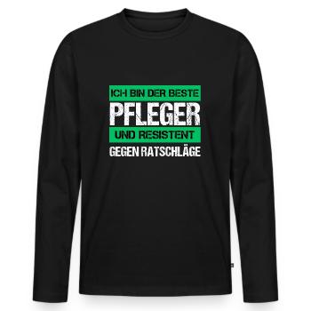 Soignant résistant - T-shirt manches longues Premium bio Homme - noir - Devant - Nico (187cm)