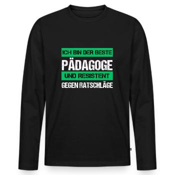 Éducateur résistant - T-shirt manches longues Premium bio Homme - noir - Devant - Nico (187cm)