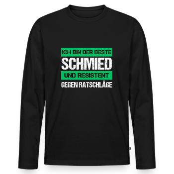 Forgeron résistant - T-shirt manches longues Premium bio Homme - noir - Devant - Nico (187cm)