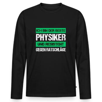 Resistenter Physiker - Männer Premium Bio Langarmshirt - Schwarz - Vorne - Nico (187cm)