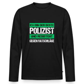 Policier résistant - T-shirt manches longues Premium bio Homme - noir - Devant - Nico (187cm)