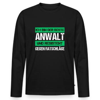 Défenseur résistant - T-shirt manches longues Premium bio Homme - noir - Devant - Nico (187cm)