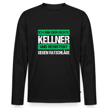 Resistant Waiter - Men's Premium Organic Long Sleeve Shirt - black - Front - Nico (187cm)