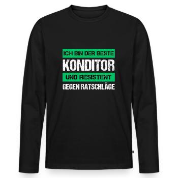 Confiseur résistant - T-shirt manches longues Premium bio Homme - noir - Devant - Nico (187cm)
