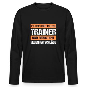 Resistant Trainer - Men's Premium Organic Long Sleeve Shirt - black - Front - Nico (187cm)
