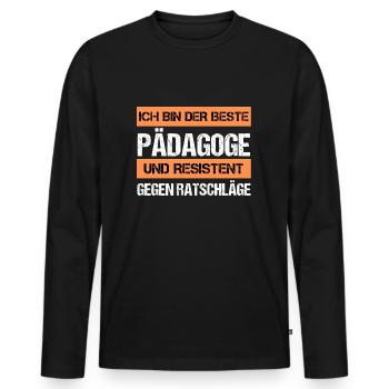 Éducateur résistant - T-shirt manches longues Premium bio Homme - noir - Devant - Nico (187cm)