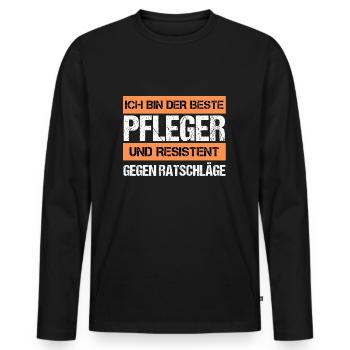 Soignant résistant - T-shirt manches longues Premium bio Homme - noir - Devant - Nico (187cm)