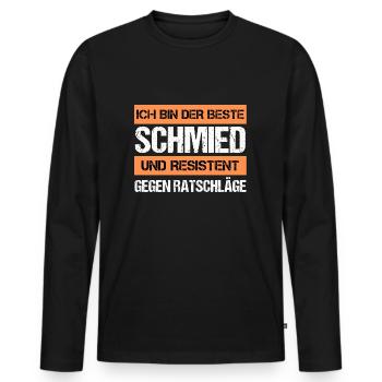 Forgeron résistant - T-shirt manches longues Premium bio Homme - noir - Devant - Nico (187cm)