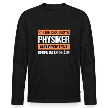 Resistenter Physiker - Männer Premium Bio Langarmshirt - Schwarz - Vorne - Nico (187cm)