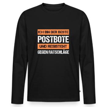 Resistenter Postbote - Männer Premium Bio Langarmshirt - Schwarz - Vorne - Nico (187cm)